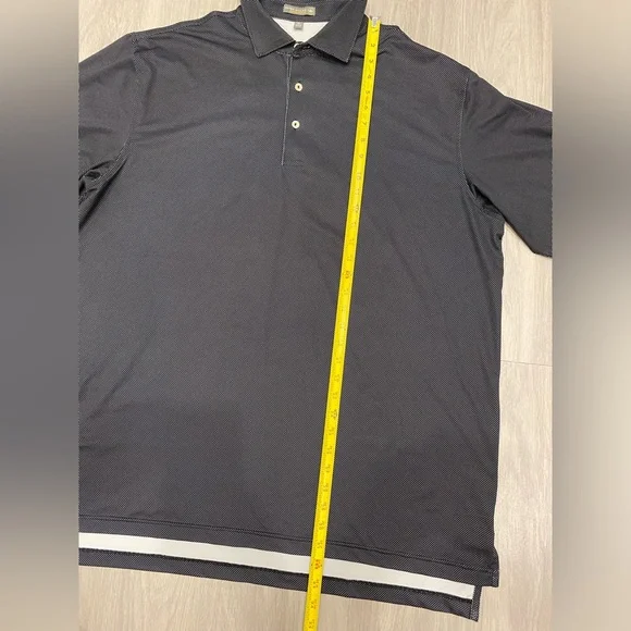 Peter Millar Polo Shirt Mens XL Black Summer Comfort Golf Stretch Striped Dots - Picture 4 of 7